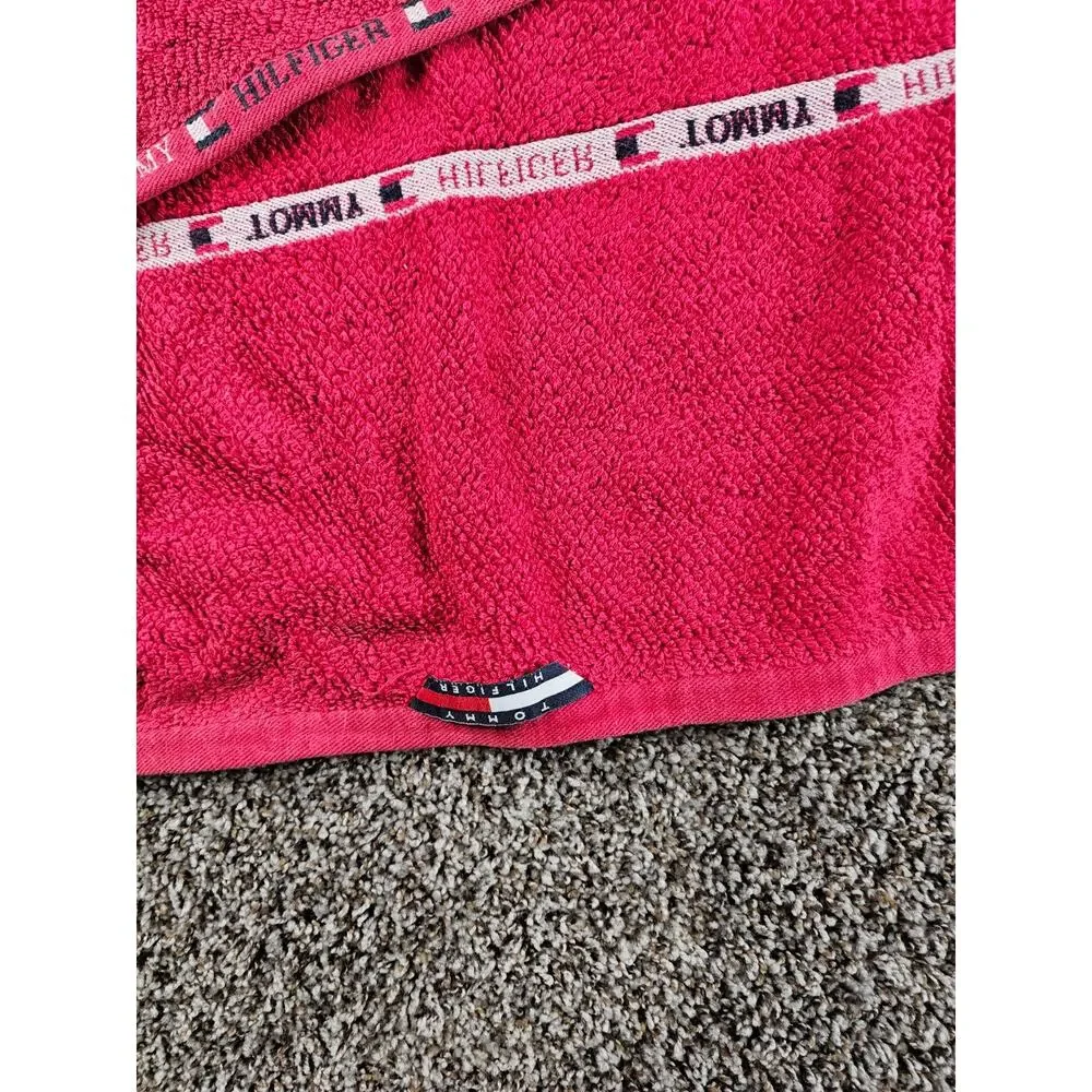 Vtg Y2K Tommy Hilfiger beach towel featuring a Classic Red stripe design